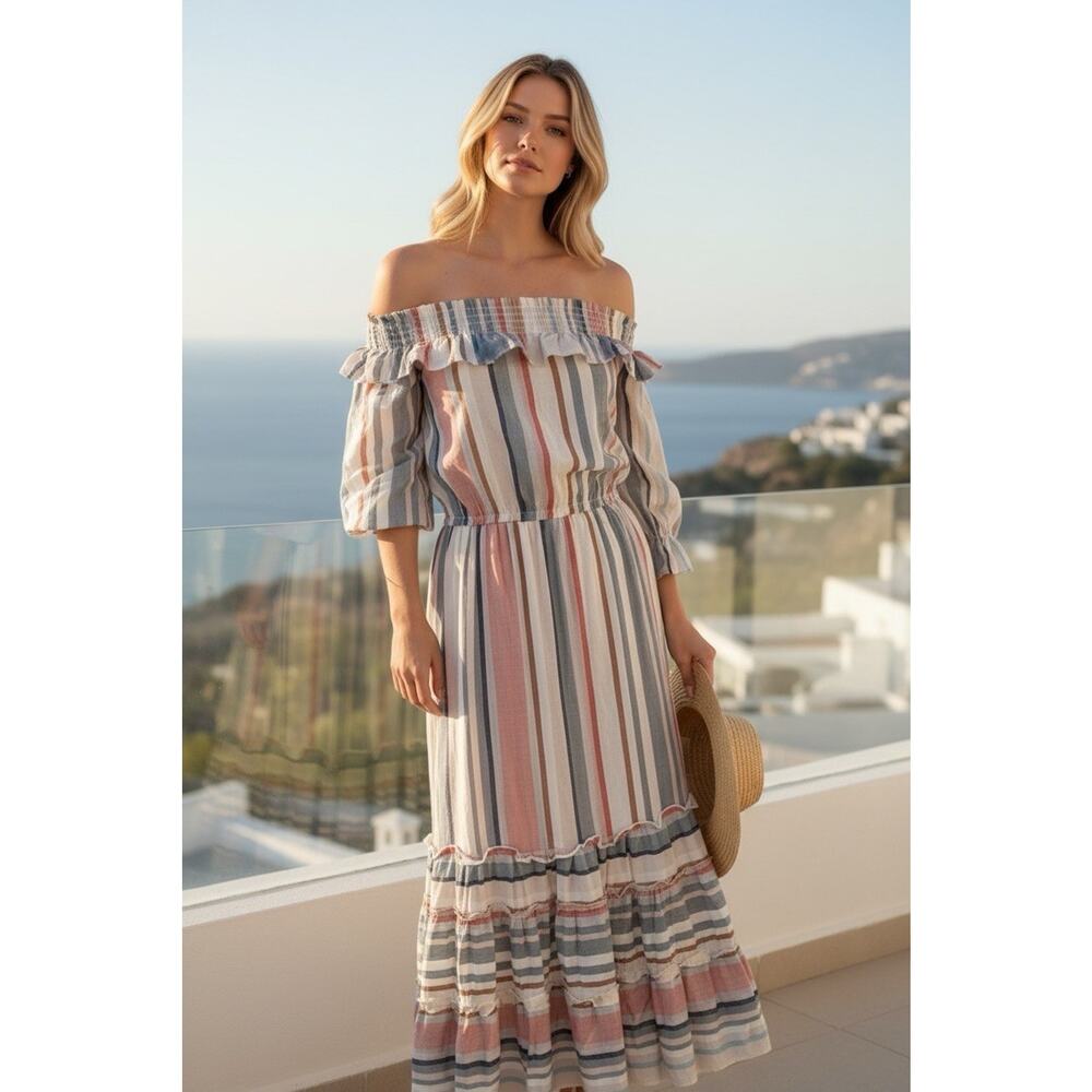BUFFALO David Bottom Off the Shoulder Striped Dress Size XS NEW